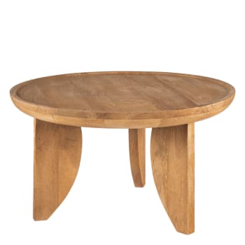 Jepara - Table basse ronde en bois massif D84cm bois clair
