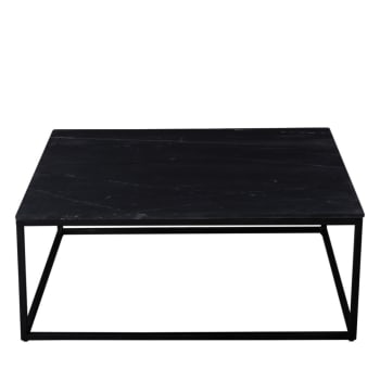 Saku - Table basse carrée en marbre noir et métal 100x100cm noir