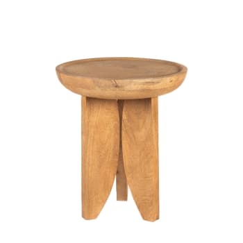 Jepara - Table d'appoint ronde en bois massif D45cm bois clair