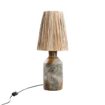 Ithaka - Lampe à poser terre cuite herbe h60cm beige