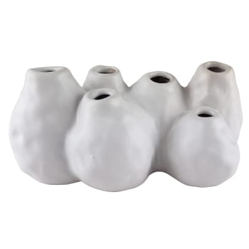 MULTIFLEURS - Vase soliflore multiple en céramique blanc
