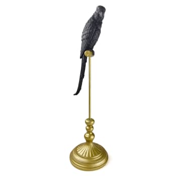 KOCO - Statuette perroquet en résine noire et dorée