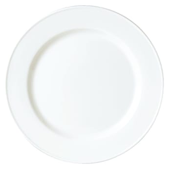 Slimline - Lot de 24 assiettes rondes en porcelaine blanche D 23 cm