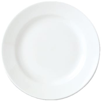 Simplicity - Lot de 12 assiettes rondes en porcelaine blanche D 30 cm