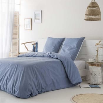 FN IZKI - Funda nórdica 100% algodón orgánico azul 180x220 cm cama 105