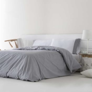 FN IZKI - Funda nórdica 100% algodón orgánico gris 260x240 cm cama 180