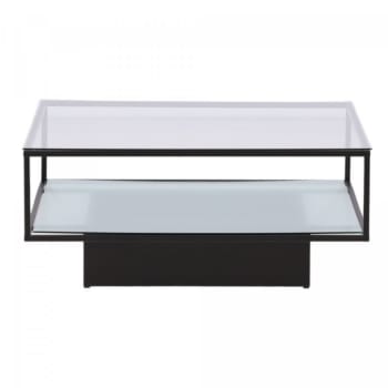 Magla - Table basse carrée 90cm en verre 2 plateaux