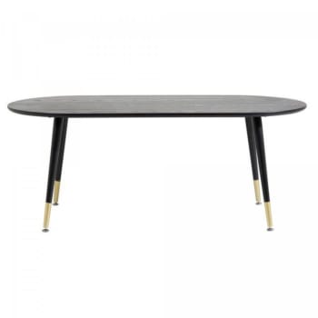 Dala - Table basse ovale en bois noir pieds dorés
