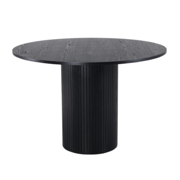 Britney - Table à manger ronde 110cm pied central en bois noir