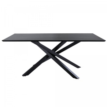 Glavie - Table à manger 180cm bois noir pieds étoile