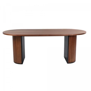 Britney - Table à manger 200cm ovale en bois pieds design marron