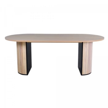 Britney - Table à manger 200cm ovale en bois pieds design naturel
