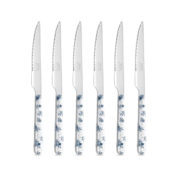 ROSES - Set 6 coltelli bistecca acciaio inossidabile manico effetto porcellana