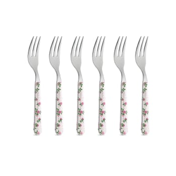 ROSES - Set 6 forchette dolce acciaio inossidabile manico effetto porcellana