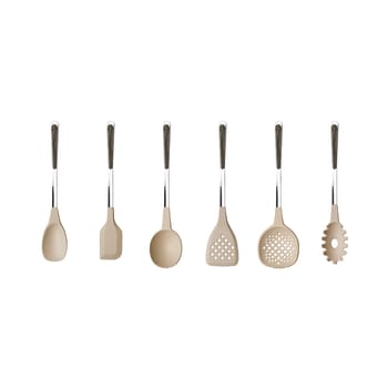 PINO ANTRACITE - Set utensili da cucina acciaio inossidabile manico effetto legno