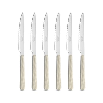 ABETE AVORIO - Set 6 coltelli bistecca acciaio inossidabile manico effetto legno