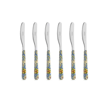 MAIOLICA SICILIANA - Set 6 spalmaburro acciaio inossidabile manico effetto porcellana