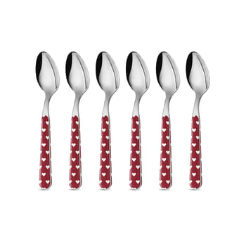 CUORICINI ROSSI - Set cucchiaini caffe/te acciaio inossidabile manico effetto porcellana