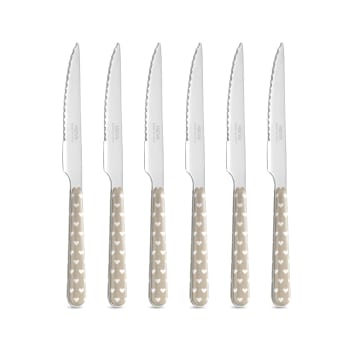 CUORICINI TORTORA - Set 6 coltelli bistecca acciaio inossidabile manico effetto porcellana