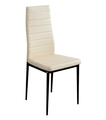 LEIDEN - Pack 4 sillas tapizadas polipiel beige patas negras