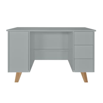 Zara - Bureau 3 tiroirs 1 porte gris