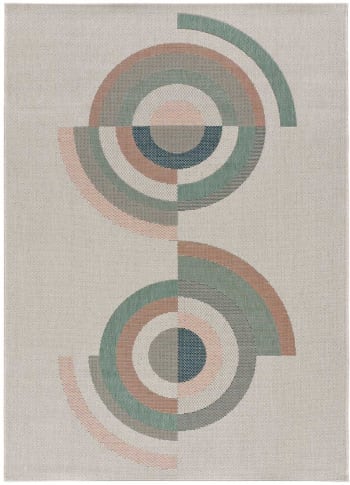 BRENO - Tapis abstrait multicolore d'extérieur, 77X150 cm