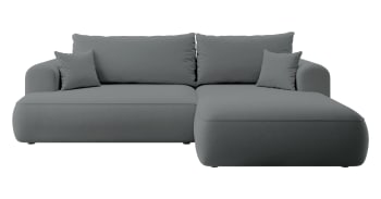 OVO - Ecksofa  Easy-Clean-Veloursbezug Dunkelgrau