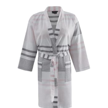 French riviera - Peignoir kimono toile de coton Poudre M