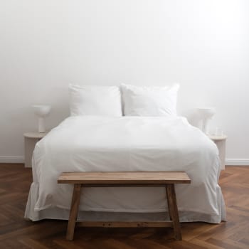 MAKO SATIN - Bettwäsche Set aus Premium Baumwolle, weiß, 200x200 + 2x 40x80