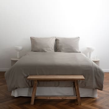 MAKO SATIN - Bettwäsche Set aus Premium Baumwolle, beige, 200x200 + 2x 40x80