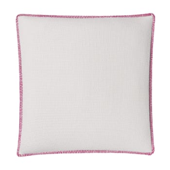 Kissenhülle aus Baumwolle Piqué, grau und pink, 50x50cm