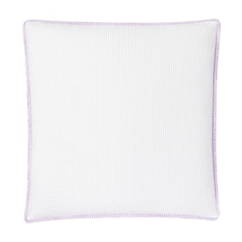 Kissenhülle aus Baumwolle Piqué, weiß und flieder lila, 50x50cm
