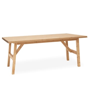 Siep - Mesa de comedor de madera maciza acabado tono medio de 120cm