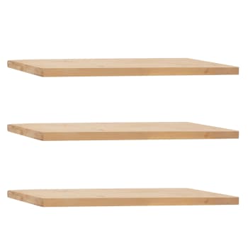 Melva - Pack 3 estanterías de madera maciza flotante tono medio 180x3,2cm