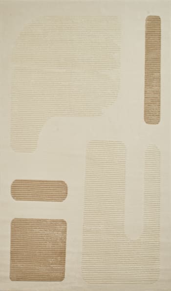BIANCA - Tapis motif géométrique en relief - crème et beige - 80x150cm