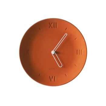 ANTAN - Horloge en béton terracotta aiguilles blanches