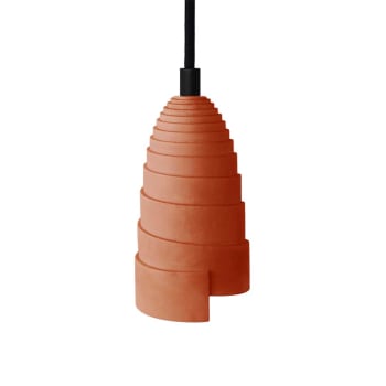 FLANELLE - Lampe suspension en béton terracotta, accessoires noirs