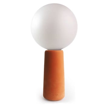 PHARE - Lámpara de mesa hormigón terracotta con bombilla efecto porcelana