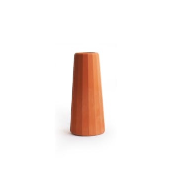 FACETTE - Vase soliflore béton terracotta (moyenne taille) H12cm