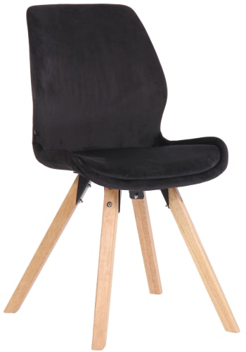 Luna - Chaise avec pieds en bois en velours Noir