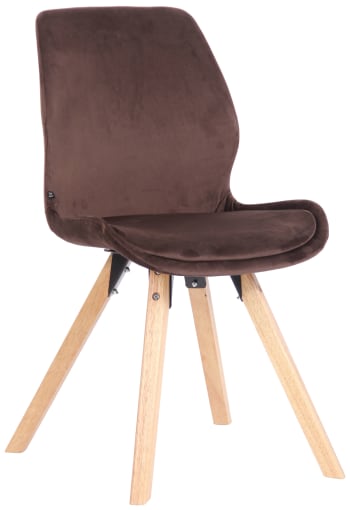 Luna - Chaise avec pieds en bois en velours Marron