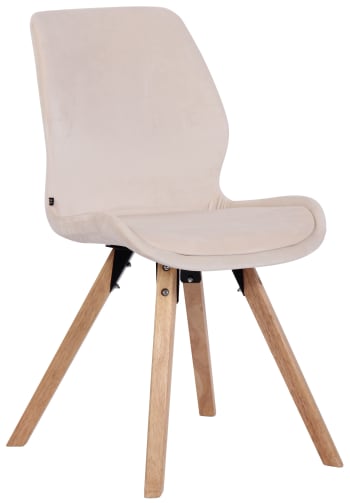Luna - Chaise avec pieds en bois en velours Crème