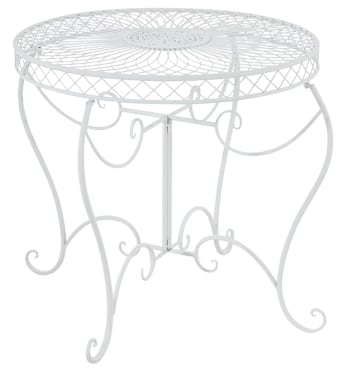 SHEELA - Table de jardin avec plateau rond en métal Blanc