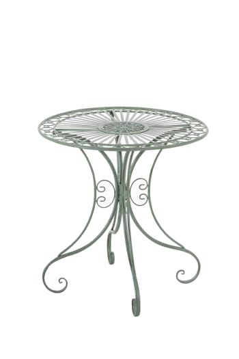 HARI - Table de jardin avec plateau rond en métal Vert antique