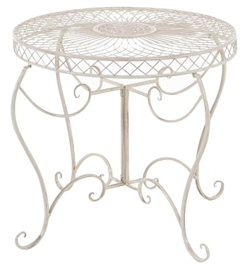 SHEELA - Table de jardin avec plateau rond en métal Crème antique
