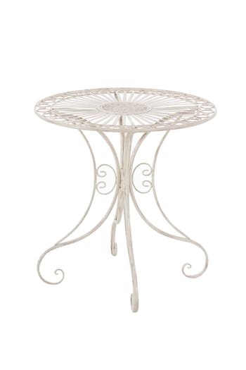 HARI - Table de jardin avec plateau rond en métal Crème antique