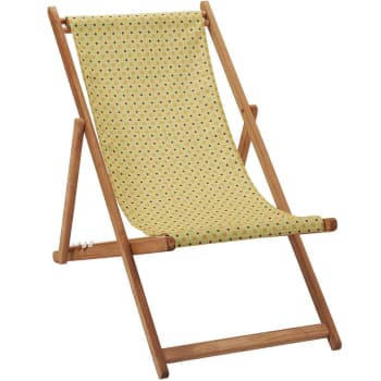 Orient - Klappbarer Liegestuhl aus Buchenholz Grafischer Druck Gelb
