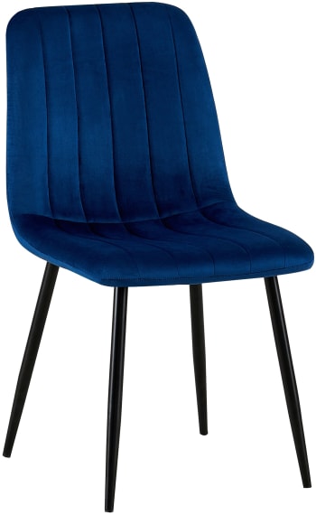 DIJON - Silla de comedor con asiento en terciopelo azul