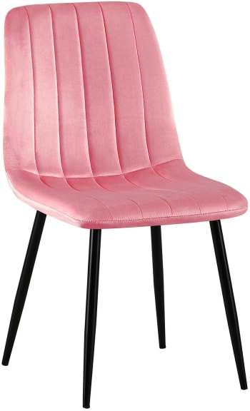 DIJON - Silla de comedor con asiento en terciopelo rosado