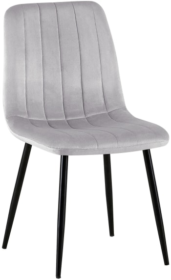 DIJON - Silla de comedor con asiento en terciopelo gris